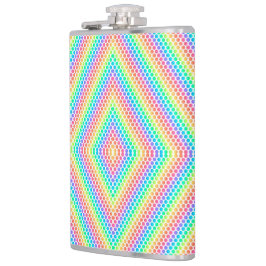 Rainbow-colored metal flask with a geometric  flachmann