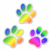 Rainbow Colored Paw Prints Aufkleber (Vorderseite)