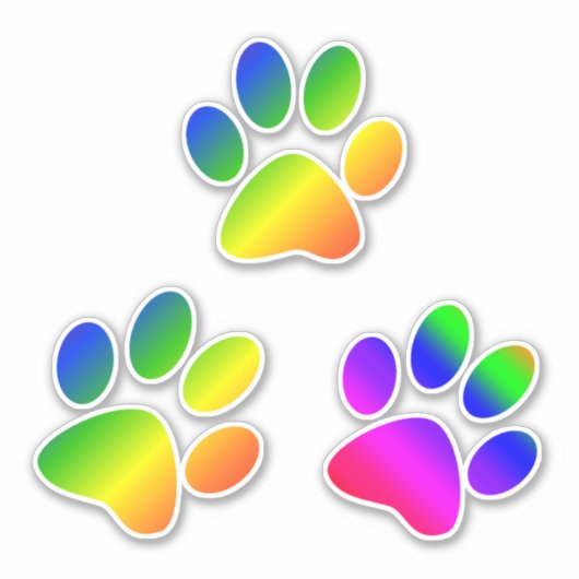 Rainbow Colored Paw Prints Aufkleber (Vorderseite)
