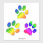 Rainbow Colored Paw Prints Aufkleber (Blatt)