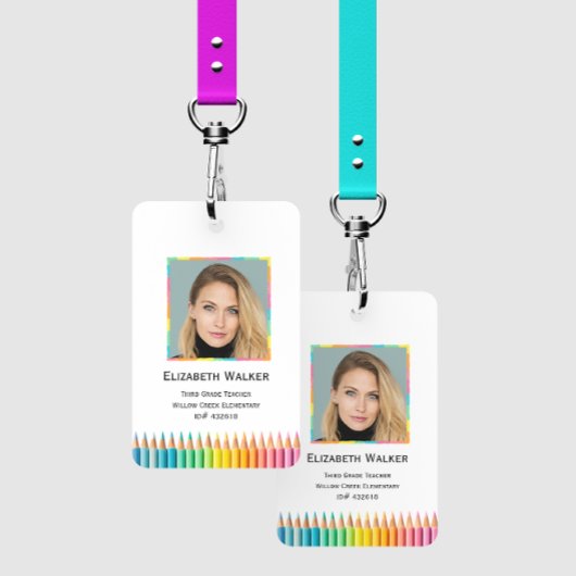 Rainbow Colored Pencils School Teacher Ausweis