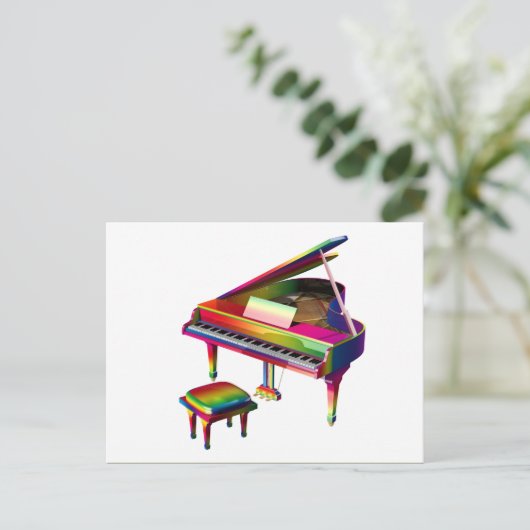 Rainbow Colored Piano Postkarte (Stehend Vorderseite)