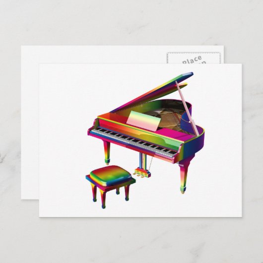 Rainbow Colored Piano Postkarte (Vorne/Hinten)