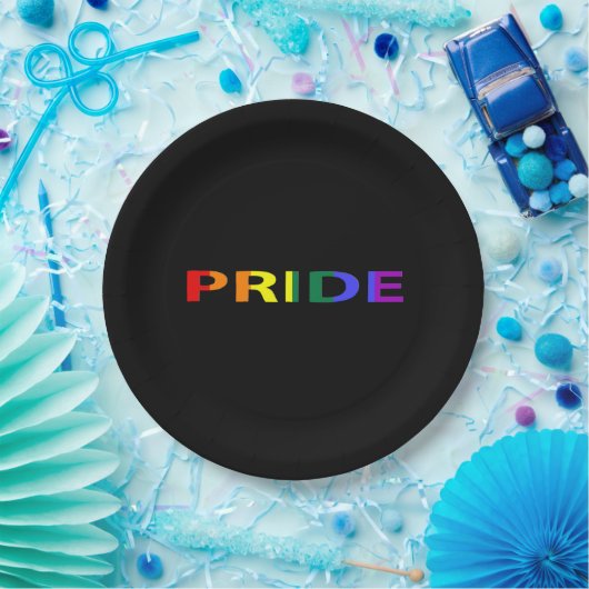 Rainbow Colored Pride Word Pappteller (Party)