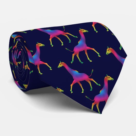 Rainbow Colored Psychedelic Giraffe Krawatte (Gerollt)