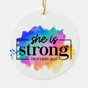 RAINBOW COLORED SIE IST STARK KERAMIK ORNAMENT