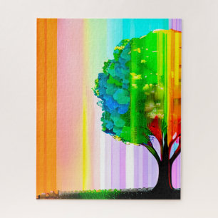 Rainbow Colored Tree and Sky Puzzle