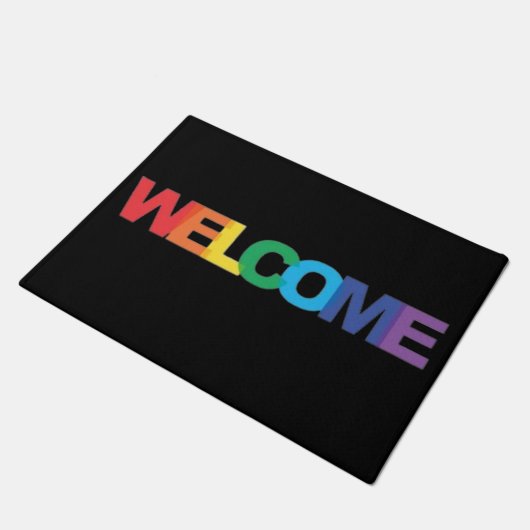 Rainbow Colored Welcome Mat Fußmatte (Schrägansicht)