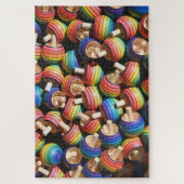 Rainbow Colored Wood Spinning Top Toys Fun Games Puzzle (Vertikal)