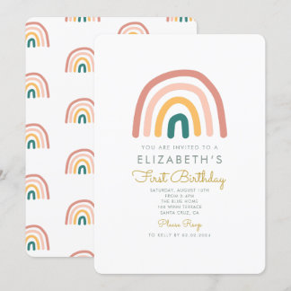 Rainbow Colorful Baby 1. Geburtstag Einladung