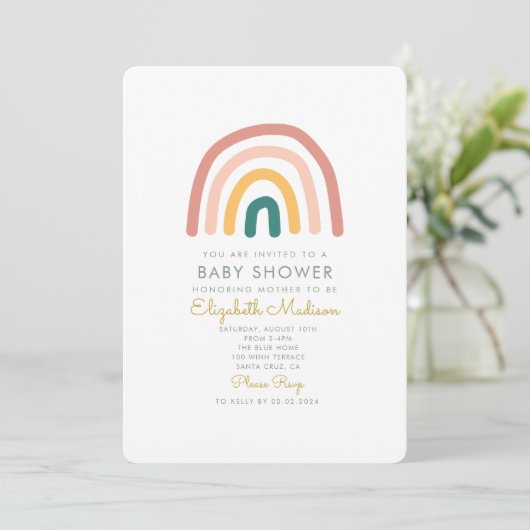 Rainbow Colorful Baby Dusche Einladung (Stehend Vorderseite)