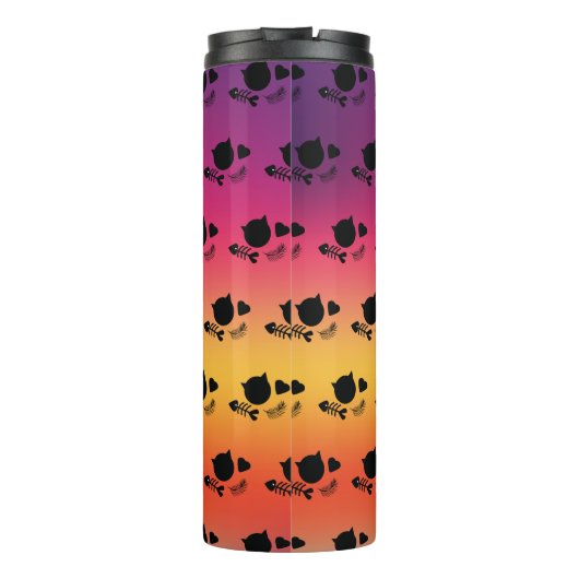 Rainbow Colorful Black Cat Niedliches Muster Thermosbecher (Rückseite)