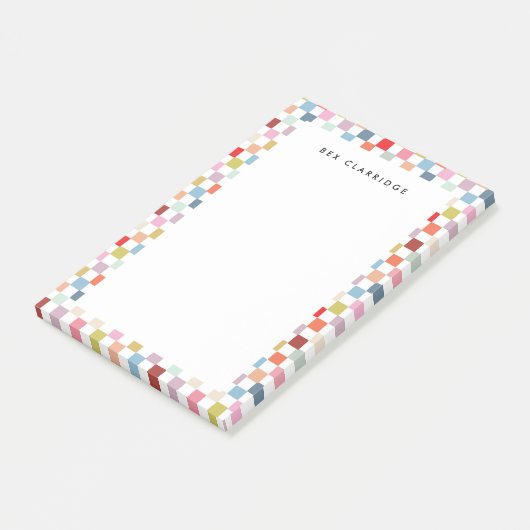 Rainbow Colorful Checked Personalisiert Post-it Klebezettel (angewinkelt)