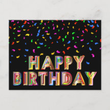 Rainbow Colorful Confetti Happy Birthday Postcard