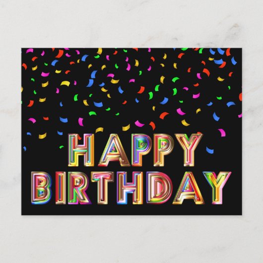 Rainbow Colorful Confetti Happy Birthday Postcard Postkarte (Vorderseite)