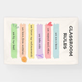 Rainbow Colorful Custom Teacher's Classroom Rules Banner (Horizontal)