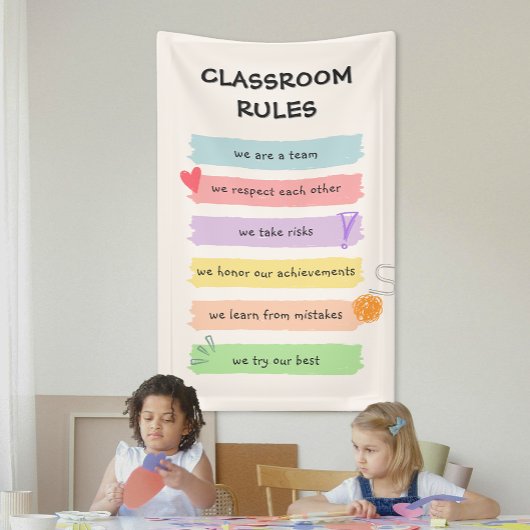 Rainbow Colorful Custom Teacher's Classroom Rules Banner