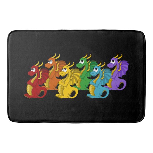 Rainbow colorful dragons cartoon badematte (Vorderseite)