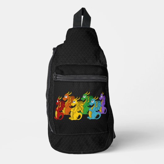 Rainbow colorful dragons cartoon crossbody bag (Vorderseite)