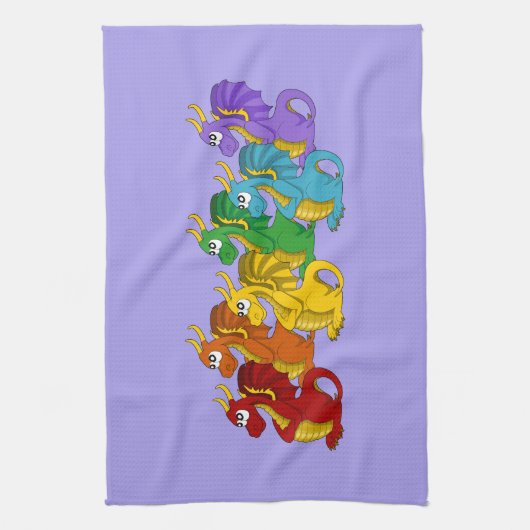 Rainbow colorful dragons cartoon geschirrtuch (Vertikal)