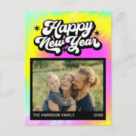 Rainbow Colorful Gefärbte Krawatte Happy New Year  Postkarte