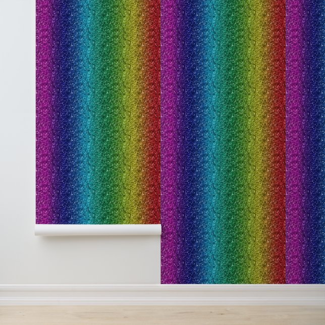 Rainbow Colorful Glitzer Stripe Pattern DIY Trendy Tapete (Anwendung)