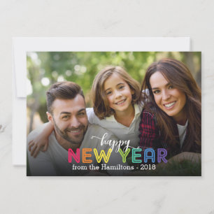 Rainbow Colorful Happy New Year Holiday Foto Feiertagskarte