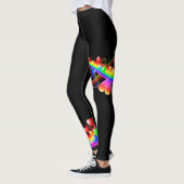Rainbow Colorful Hearts on Black Women's Leggings (Links)