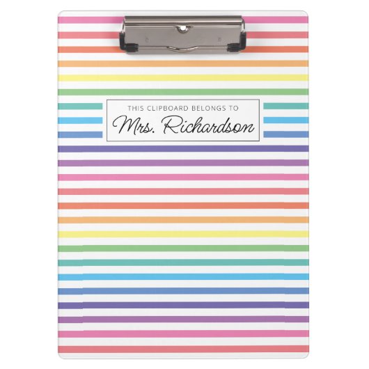 Rainbow Colorful Homeschool Lehrerin Zwischenablag Klemmbrett (Vorderseite)