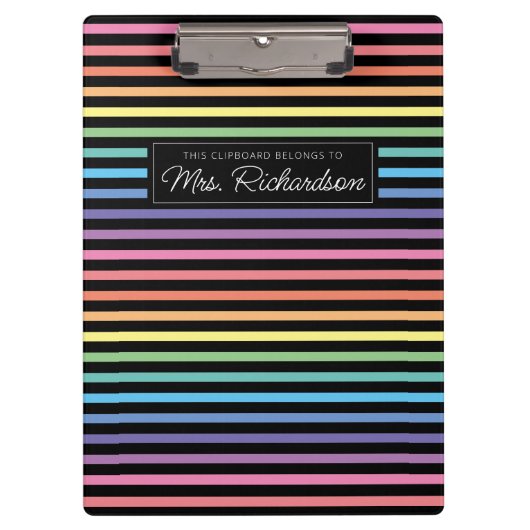 Rainbow Colorful Homeschool Lehrerin Zwischenablag Klemmbrett (Vorderseite)