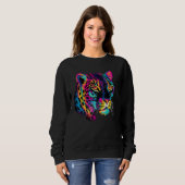 Rainbow Colorful Jaguar Big Cat Lover Print Graphi Sweatshirt (Vorne ganz)