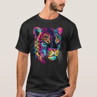 Rainbow Colorful Jaguar Big Cat Lover Print Graphi T-Shirt