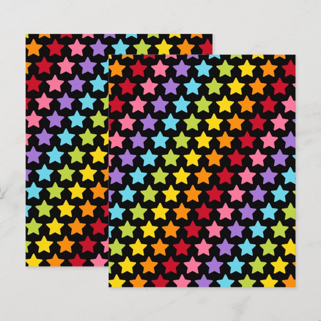 Rainbow Colorful Stars Scrapbook Papers (Vorne/Hinten)