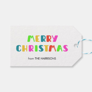 Rainbow Colorful Typografie Frohe Weihnachten Geschenkanhänger