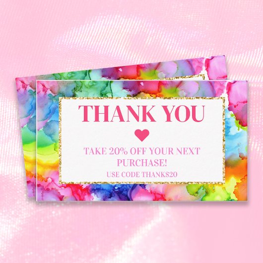 Rainbow Colorful Watercolor Tinte Moderner Chic Rabattkarte