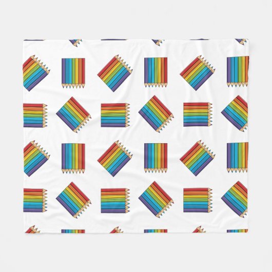 Rainbow Coloring Pencies Fleecedecke (Vorderseite (Horizontal))