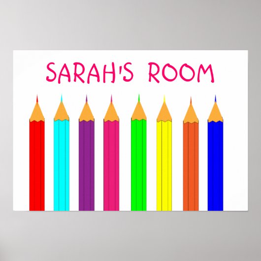 Rainbow Coloring Pencies Kids Name Picture Poster (Vorne)