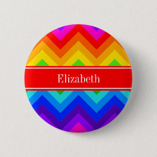 Rainbow Colors #2 LG Zickzack Brand Red Name Monog Button