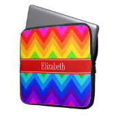 Rainbow Colors #2 LG Zickzack Brand Red Name Monog Laptopschutzhülle (Vorderseite Links)