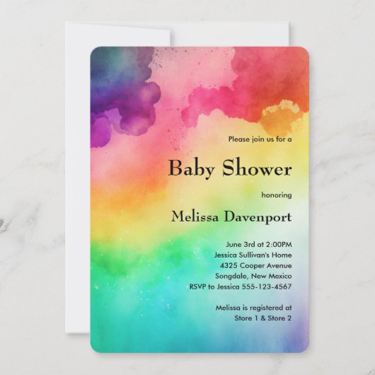 Rainbow Colors Abstract Design Baby Shower Einladung (Vorderseite)