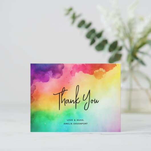 Rainbow Colors Abstract Design - Danke Postkarte (Stehend Vorderseite)
