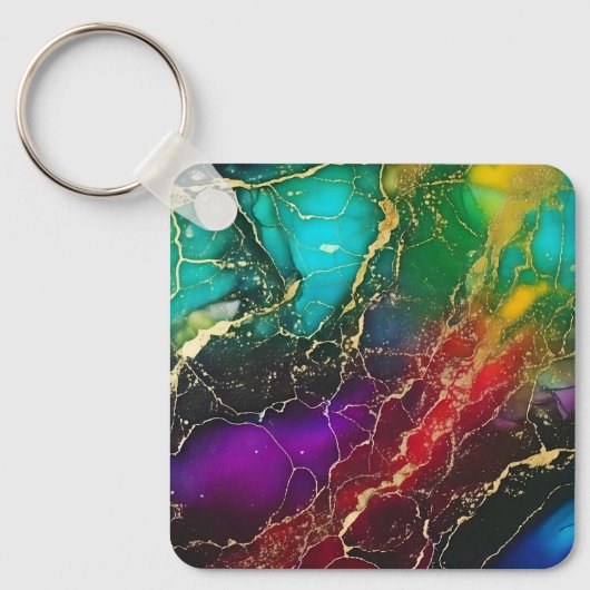 Rainbow Colors Alcohol Ink Tasche Schlüsselanhänger (Vorderseite)