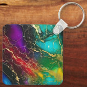 Rainbow Colors Alcohol Ink Tasche Schlüsselanhänger (Rückseite)