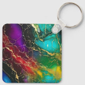 Rainbow Colors Alcohol Ink Tasche Schlüsselanhänger (Rückseite)