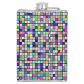 Rainbow Colors and Pastels Square Tiles Pattern Flachmann (Rückseite)