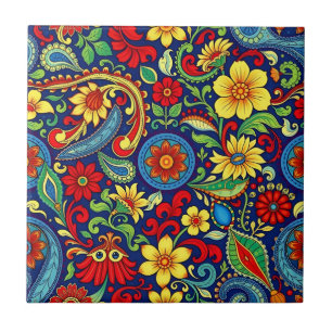 Rainbow Colors Blume Paisley Design Fliese