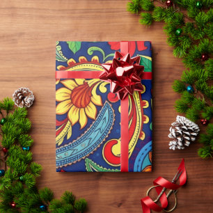 Rainbow Colors Blume Paisley Design Geschenkpapier