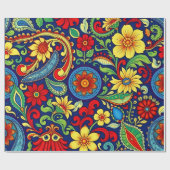 Rainbow Colors Blume Paisley Design Geschenkpapier (Flach)