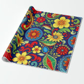Rainbow Colors Blume Paisley Design Geschenkpapier (Ungerollt)