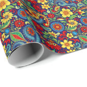 Rainbow Colors Blume Paisley Design Geschenkpapier (Rolleneckpunkt)